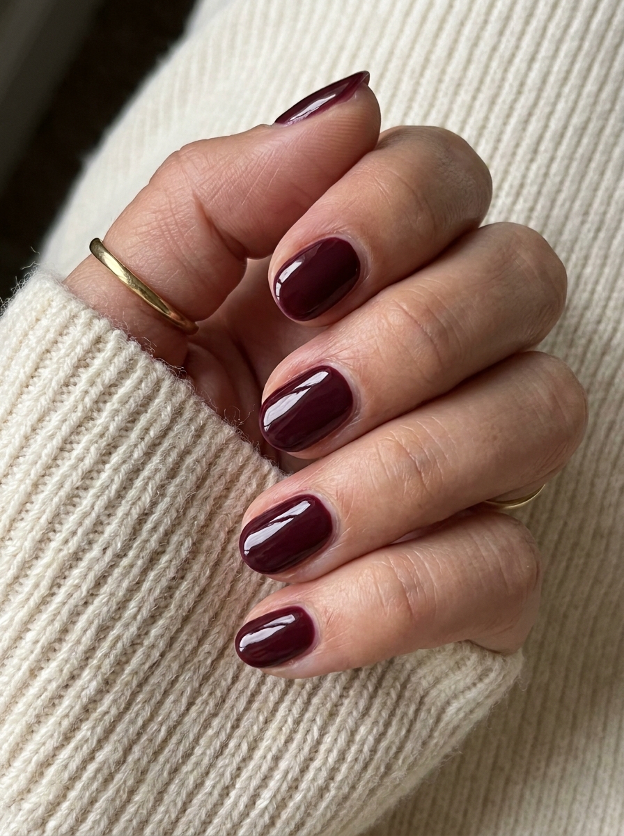 Burgundy Short Nails als Herbst Beauty Trends Inspiration 2026